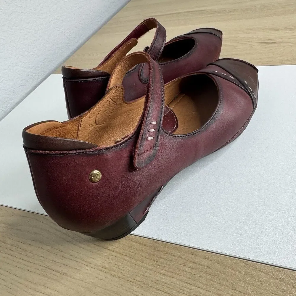 PIKOLINOS Shoes Mary Jane Pumps Gandia Arcilla Burgundy Leather Women's 36 / 6